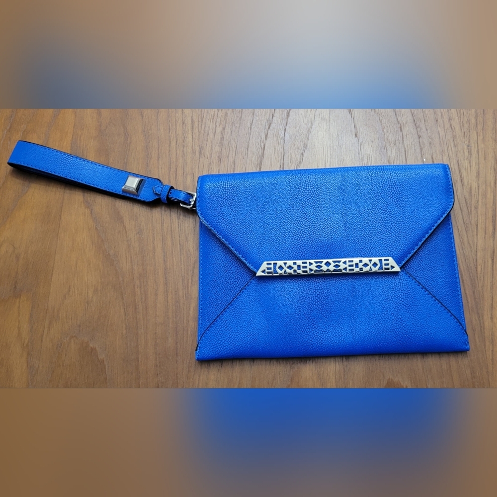 Stella & Dot Blue Clutch with Gold Accents